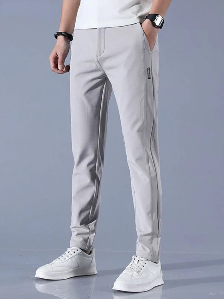 Pants Men 2024 Summer Ice Silk Casual Pants Men Straight Loose Elastic