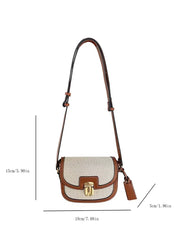 Contrast Panel Canvas Retro One Shoulder Crossbody Saddle Bag