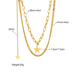 Stainless Steel Geometry Star Moon Butterfly Pendant Multilayer Chain Choker Necklace