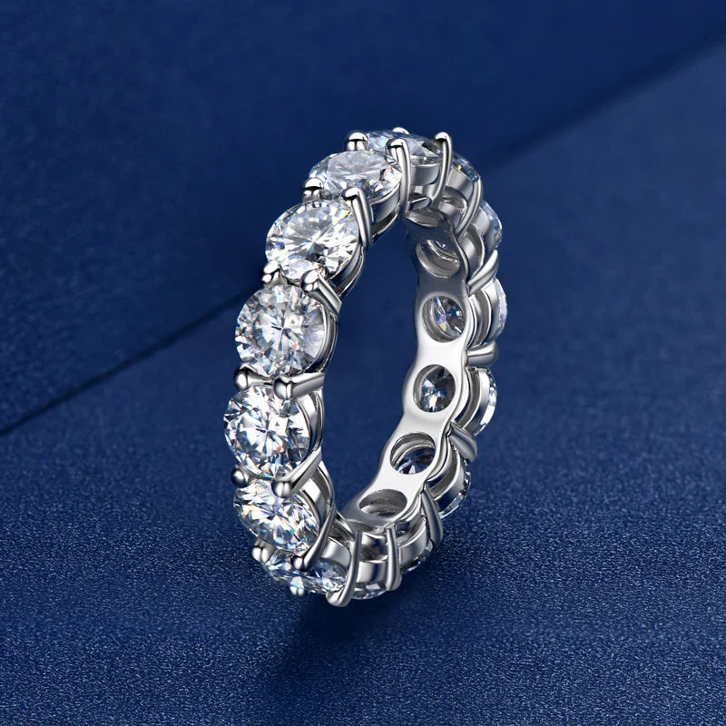 IOGOU Personalized Full Eternity Bands 5mm 3mm D Color Moissanite Ring 925 Sterling Silver Women's Ring Jewelry with Certificate
