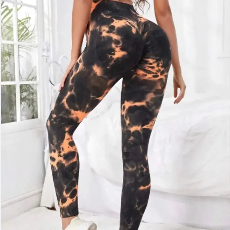 Tie Dye Seamless Leggings Women for Gym Yoga Pants Push Up Workout Sports Leggings