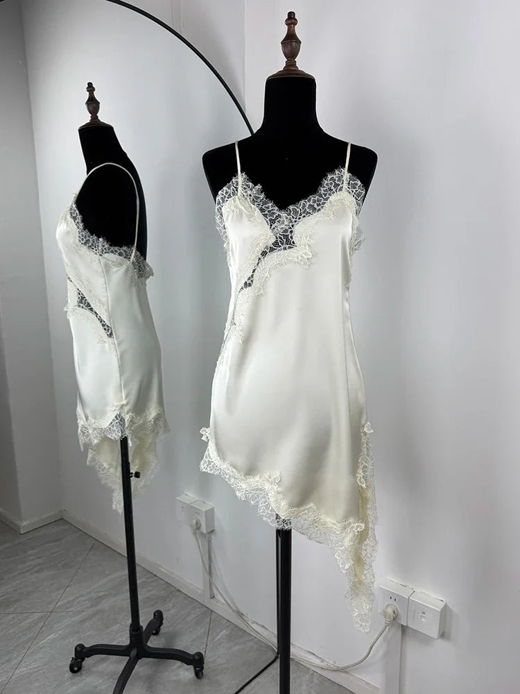 Tornova Lace Mini Spaghetti Strap Dress For Women Backless Slit Sexy Dress Evening Party Bodycon Female Elegant Dress High Waist