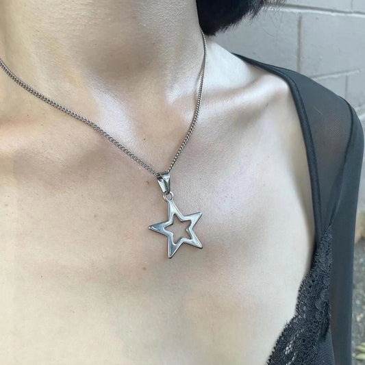 Korean Fashion Chains Star Pendant Necklaces Punk Aesthetic Jewelry Boho Necklace