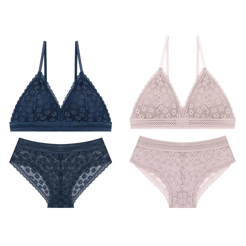 Bra and Panty Set Push Up Seamless Bras Mid Waist Briefs Underwear Sets