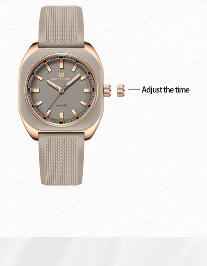 NAVIFORCE Fashion Women's Casual Elegant Simple Polygon Quartz Silicone Watch Gift for Women Wristwatch Casual Relogio Feminino