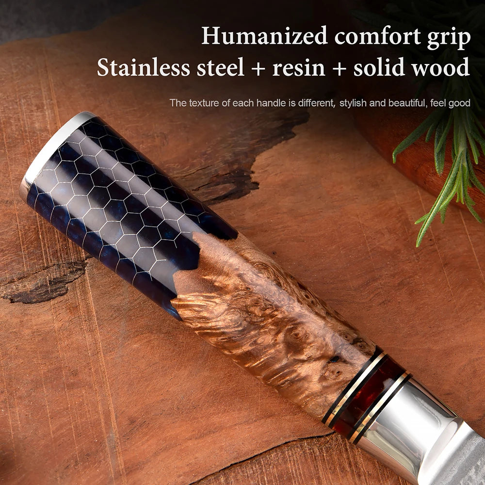 1-9 Piece Kitchen Knives Set Damascus Steel Chef Knife Sharp Cut Vegetables
