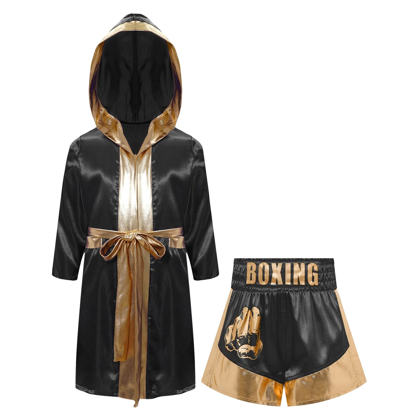 Muay Thai Outfit for Boys Girls Children Clothes Sets Boxing Outfit Satin Fighting Training Cosutmes Kids Boxer Robes suits