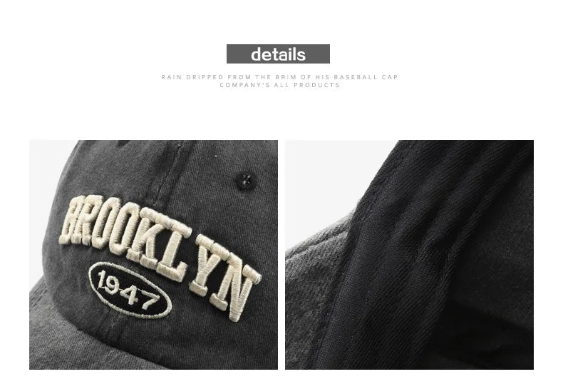 Retro brooklyn Letter Embroidery Baseball Caps Spring Summer Men Women