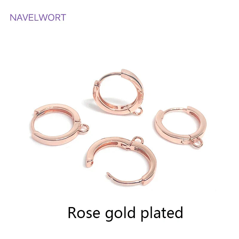 14K Gold Plated Brass Earrings Hooks Round Hoop Earrings,Earring Fixtures,Fasteners For Earrings,DIY Earring Making Accessories