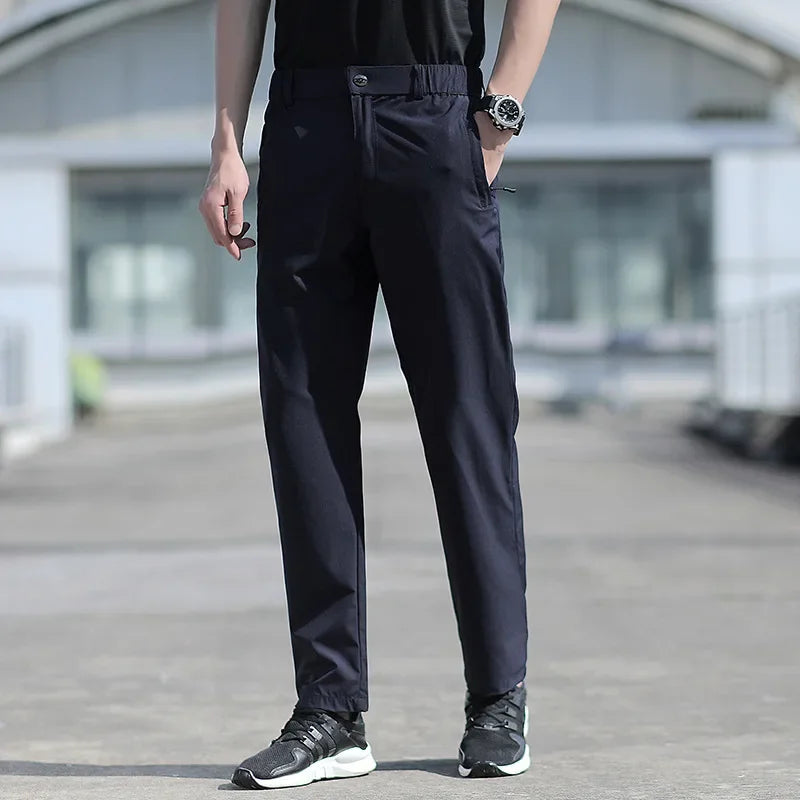Large Size Men's Summer Pants Big Size Ice Silk Stretch Breathable