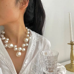 Elegant Imitation Pearl Women's Necklace Big Pearls Beads Choker Necklaces Party