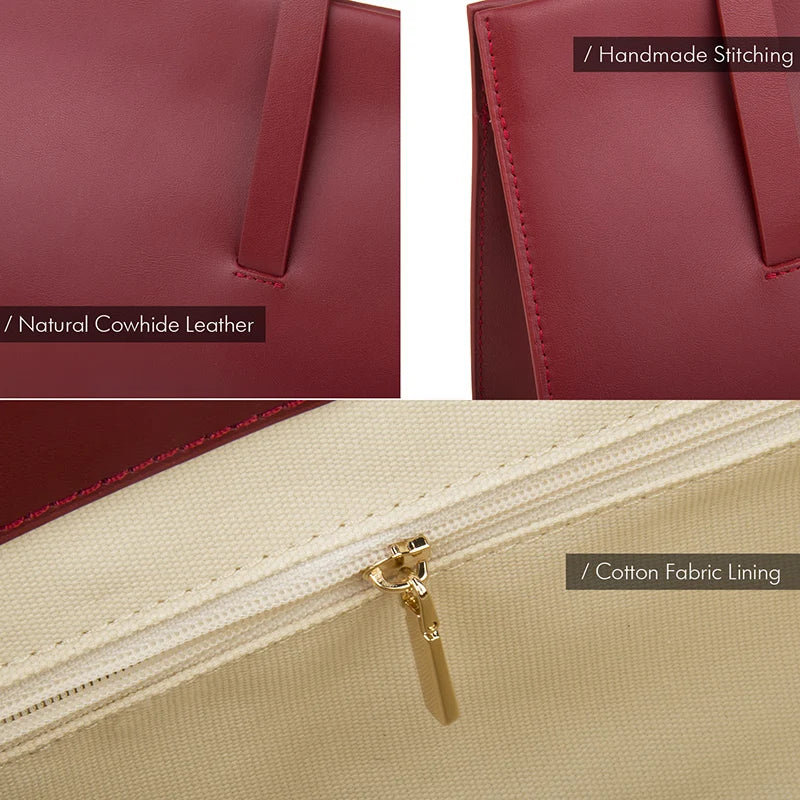 Women Shoulder Underarm Bag Split Leather Red Ladies Soft Handbag