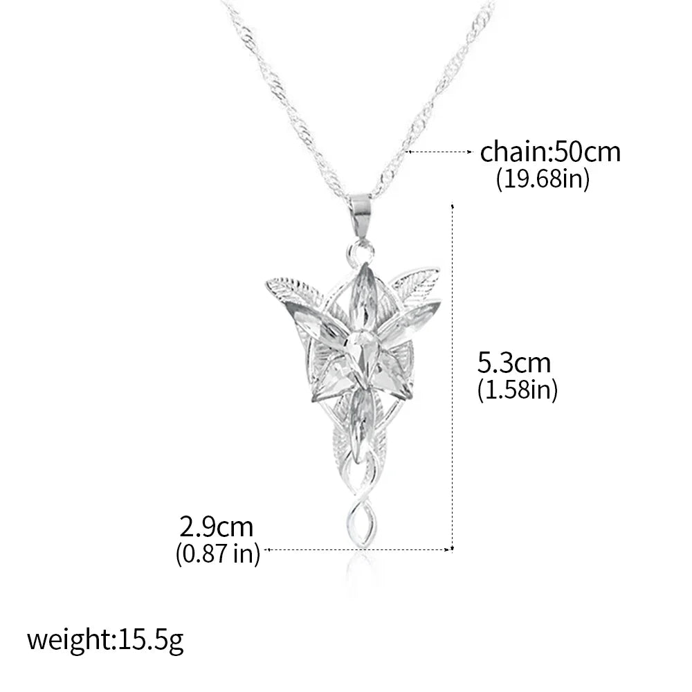 Arwen Evenstar Movie Necklace Silver Color Crystal Pendant Necklaces for Women Girl Party Jewelry Gift Jewelry