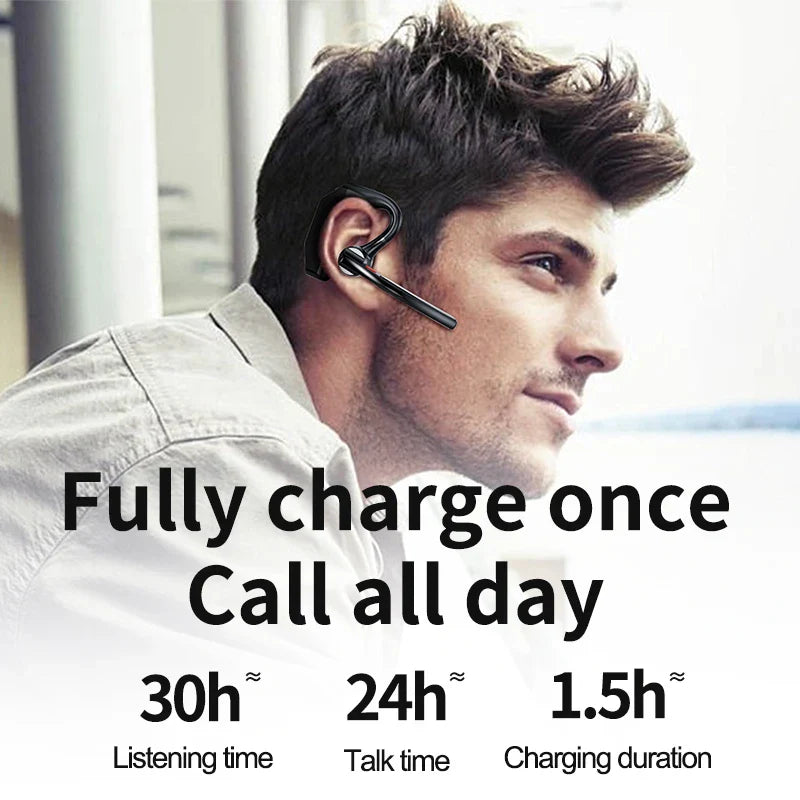 Bluetooth 5.3 Business Wireless Earphone Left Right Ear Universal LED Display With MIC Headset Ultra-long Standby For Car Driver