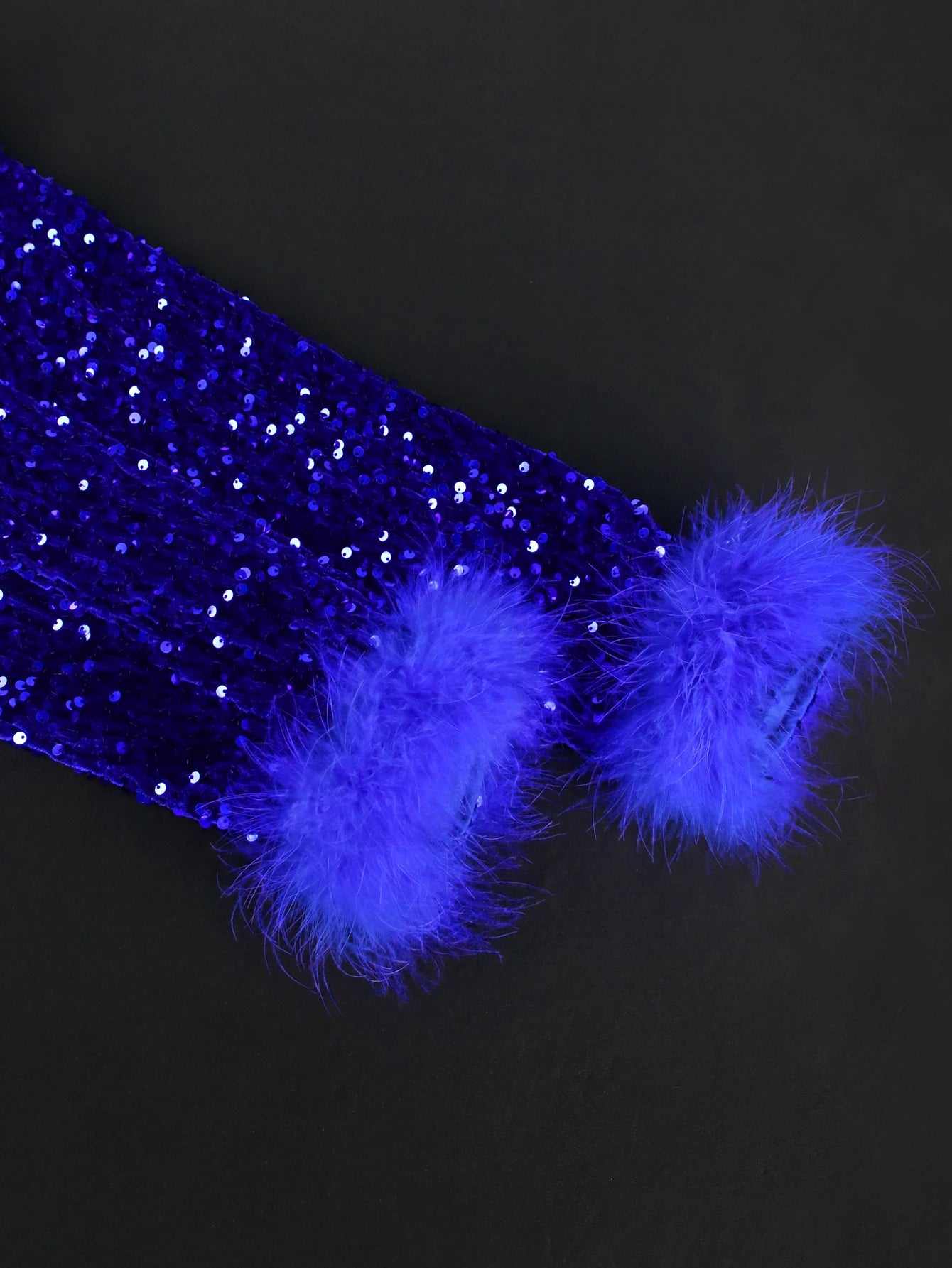 Evening wear Dresses: Women Long Sleeve  Feather Tassel Gown