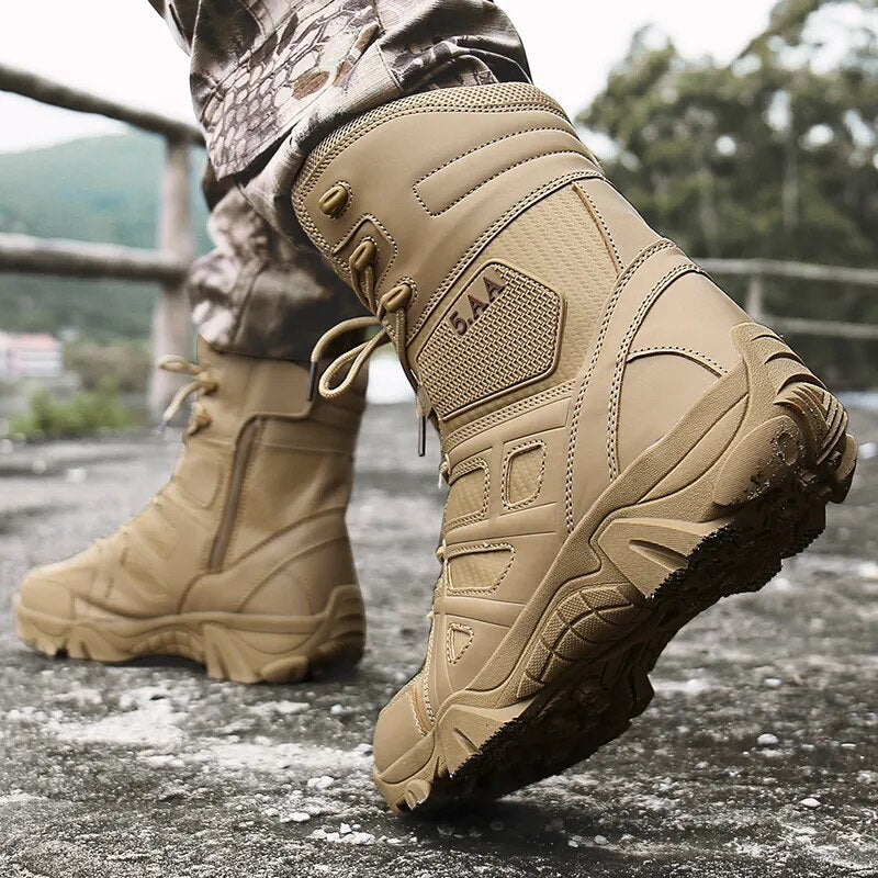New Wear-resistant Men's High-top Walking Shoes Male Comfortable Desert Tactical Military Boots Lace-Up Fashion Motorcycle Boots