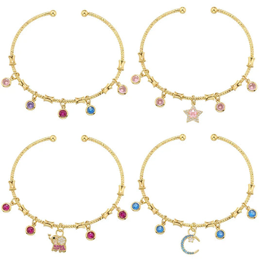 ZHUKOU candy charms bracelet for women Gold color romantic round charms bangles lady birthday gifts Man bracelet Jewelry VL338