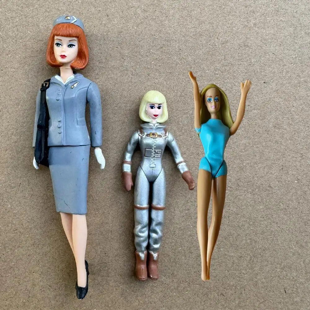 Original Vintage ST Mini Figure Dolls 10cm Flight Attendant 7cm Astronaut Cute Little Girl Joints Movable Limited Collections