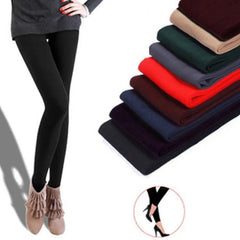 Autumn Winter Woman Thick Warm Leggings Candy Color Brushed Charcoal