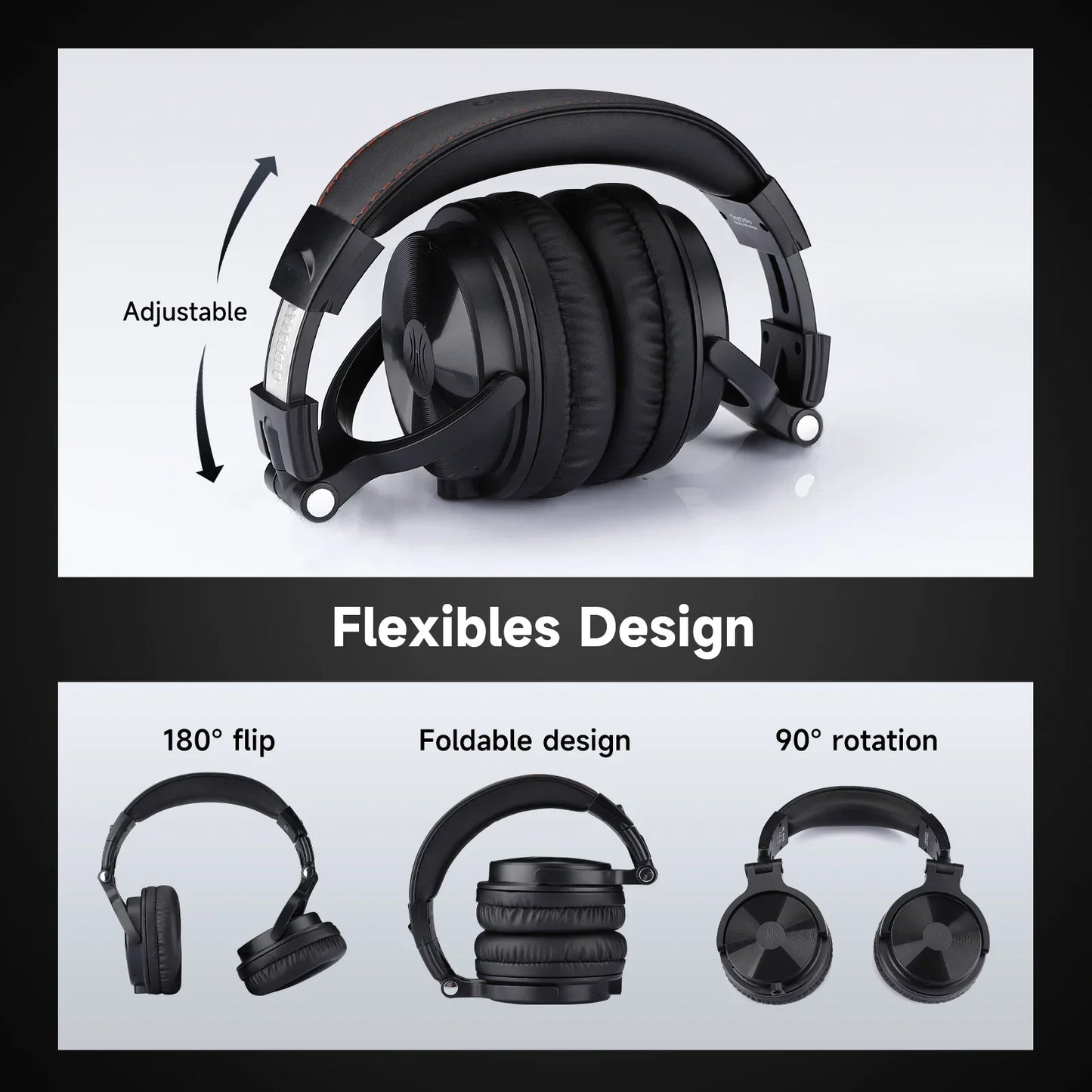 Oneodio Bluetooth Wireless Headphones With Microphone 110Hr Hi-Res Over Ear Bluetooth 5.2 Headset Earphone For Phone PC Sports
