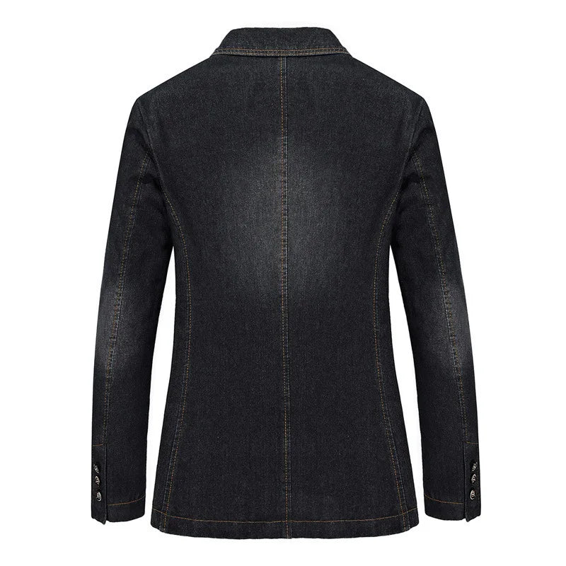 Denim Blazer Mens Jeans Jacket Autumn Slim Fit Coat Winter Windbreaker Cowboy Tops