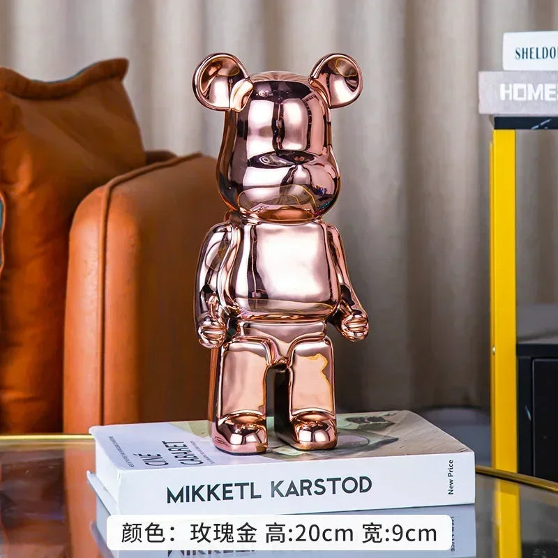 28cm Aesthetic Bear Figure Ceramics Plating Violent Bear Statue Animal Figurine Sculpture Luxury Living Room Decoration Ornament