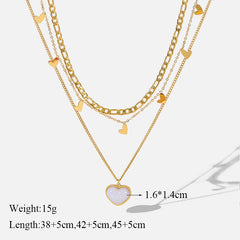 316L Stainless Steel Pearl Heart Pendant Necklace For Women Gold Color