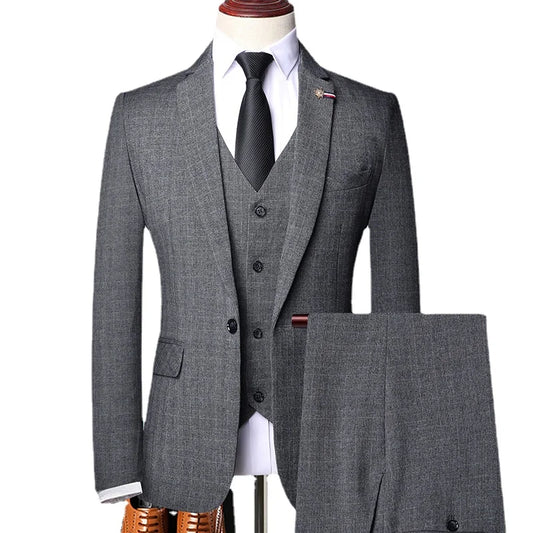 Tuxedo for Mens: Jacket Vest Pants Casual Plaid Retro Business Men's Suit 3Pcs
