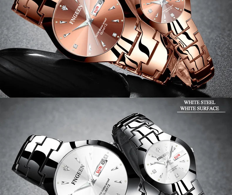 2024 FNGEEN 5808 Relogio Feminino Couple Watch Men Quartz watch for Lovers Luxury Womens wristwatch Stainless Steel Waterproof