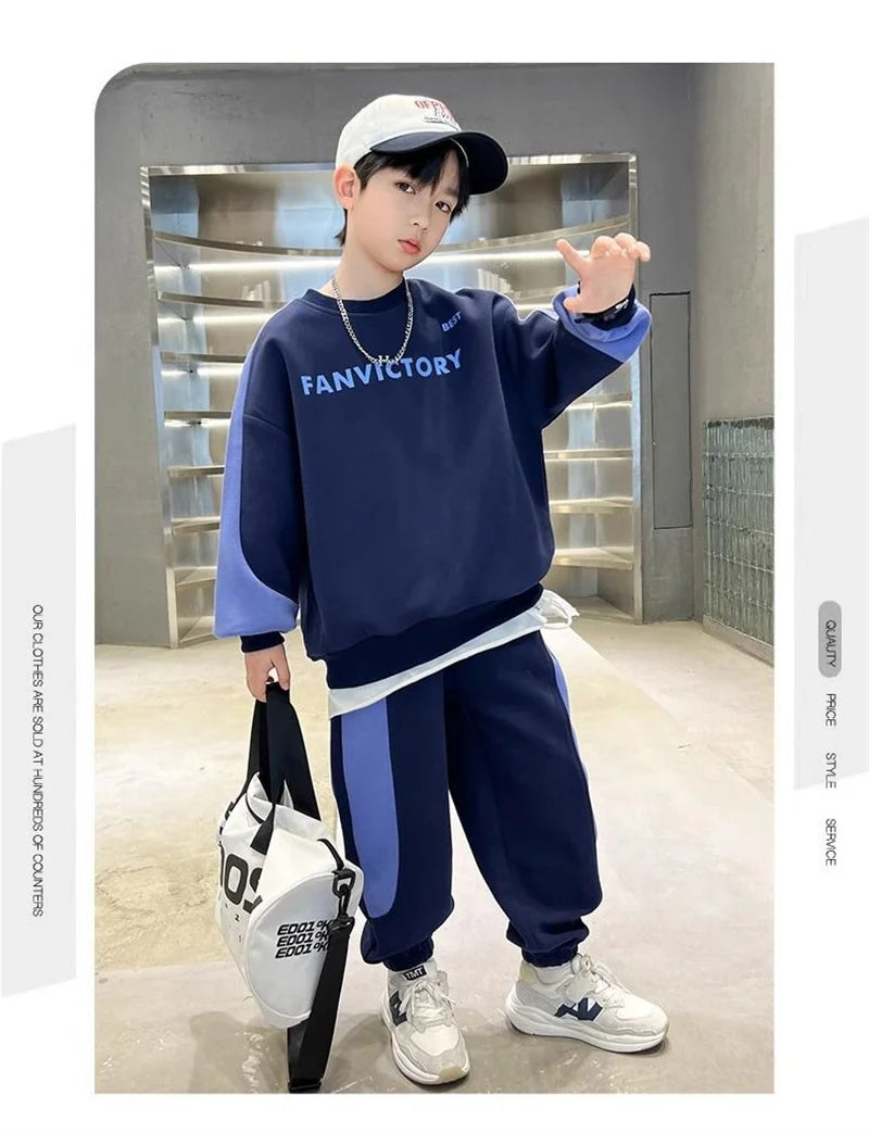 Boys Prints Letter Sets Children Spring Fashion Clothes Suits Kids Casual Sweatshirts+Pants 2Pcs Simplicity Autumn Outfits