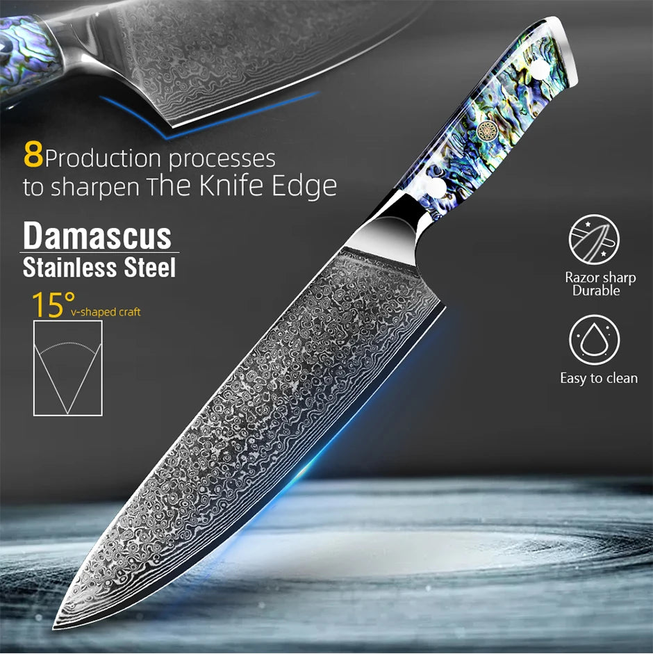 Damascus Knife Chef Knife Japanes VG10 67 Layer Steel Cleaver Paring Bread Knife