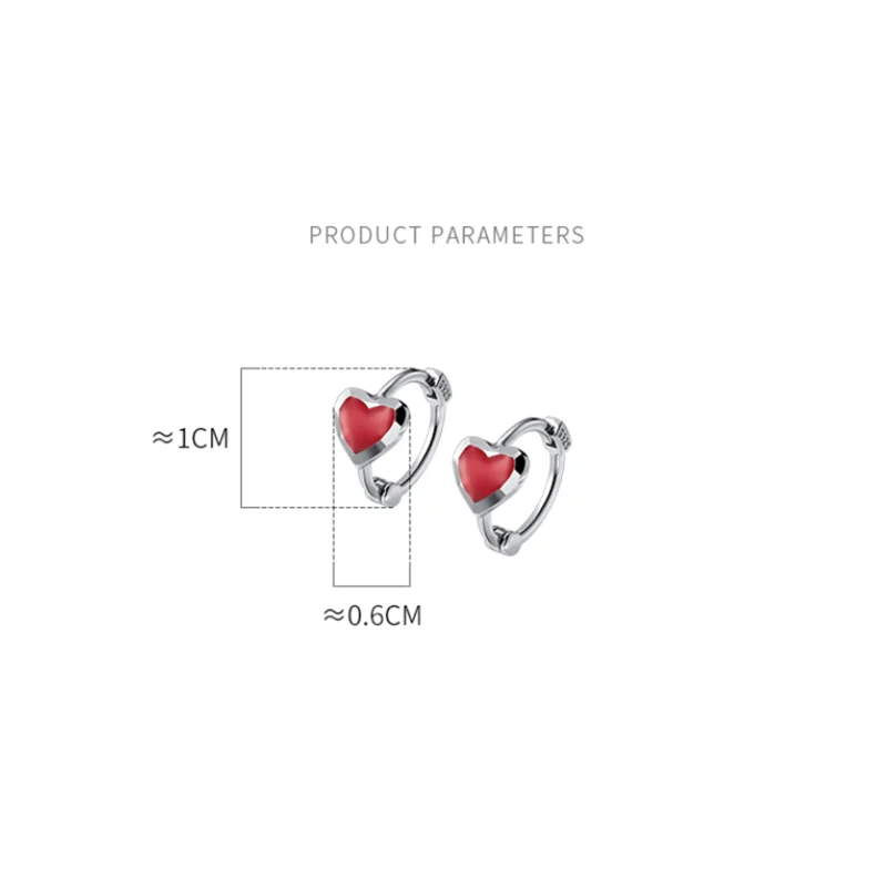 WOOZU 925 Sterling Silver INS Minimalism Sweet Love Heart CZ Zircon Hoop Earrings For Women Girl Small Ear Buckle Jewelry Gift