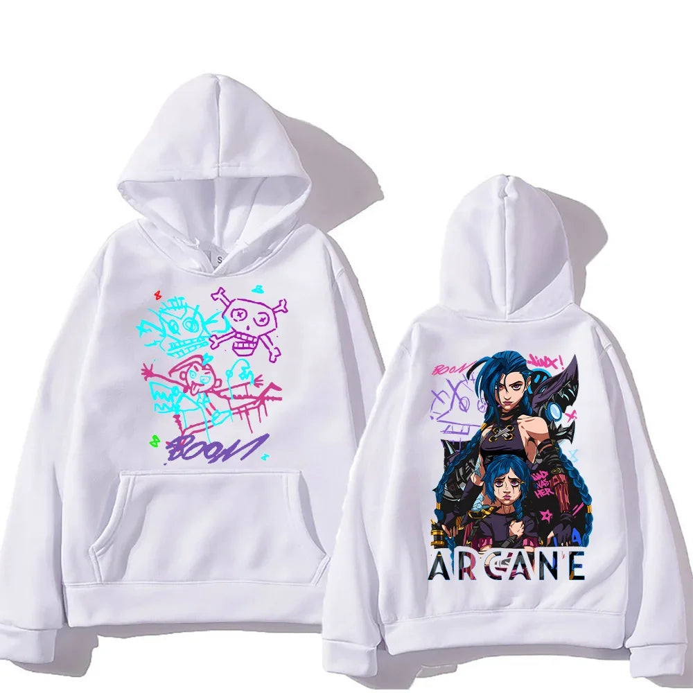 Arcane Jinx Hoodies Man Women Harajuku Clothing Hot Anime Arcane Pullovers Unisex