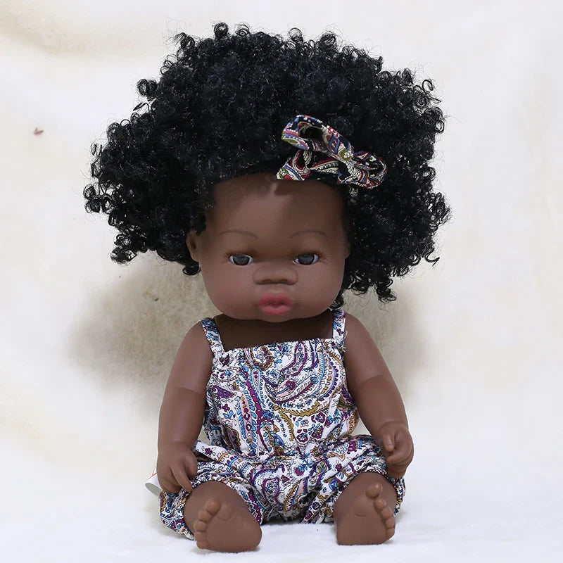 14inch Full Body Vinyl Bebe Reborn Dolls Soft Lifelike Baby Toys American Reborn Black Baby Doll Vinyl Baby Doll Toys Girls Boys