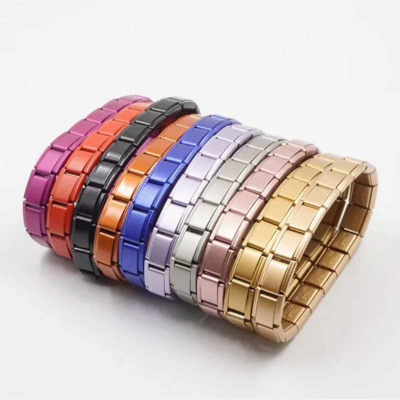 2025 New Men and Women Starry Colors 18 Pieces Italian Charm Fit 9mm Stainless Steel Modular Bracelet Wholesale Jewelry