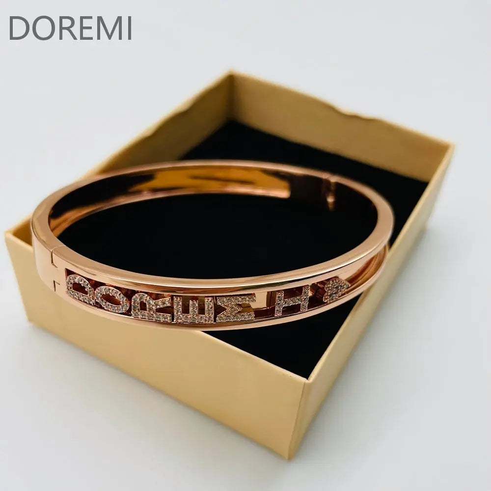 DOREMI Personalized Charms Slide Bangle English Letters 12 Birthstone Charm Heart Star Slide Bangle