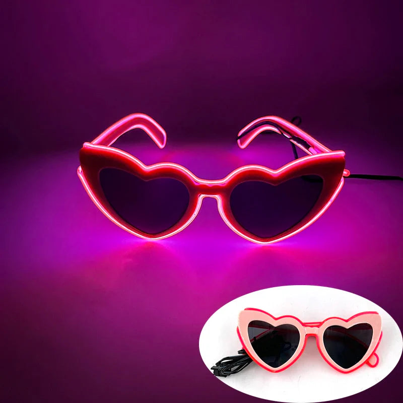 LED Just Married Glasses Wedding Bride To Be Surprise Gift Couple Glasses Souvenirs Glowing Heart Glasses Married Sunglasses