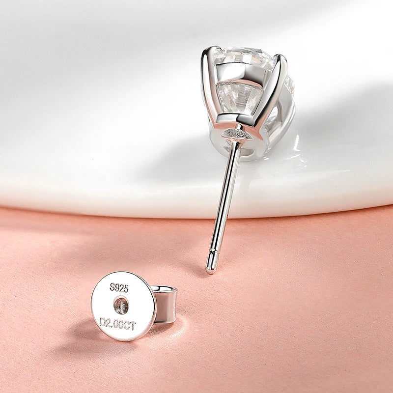Smyoue Each 1-4CT Oval Cut Certified Moissanite Stud Earrings for Women Ideal Cut Gemstone 100% 925 Sterling Silver Plated 18k