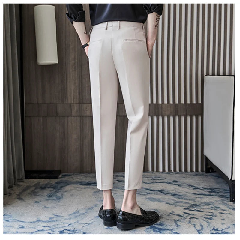 Leisure Pants Men's Business Crop Drop Long Pants Korean Version Slim Fit