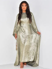 Butterfly Satin Abaya Dubai Luxury Muslim Kaftan Maxi Dress Abayas For Women