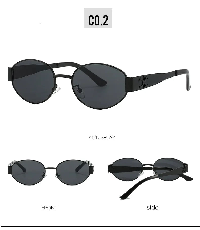 New Oval Frame Fashionable Sunglasses Metal Frame Personalized Sunglasses Ins Trendy Sunglasses For Friend Gifts