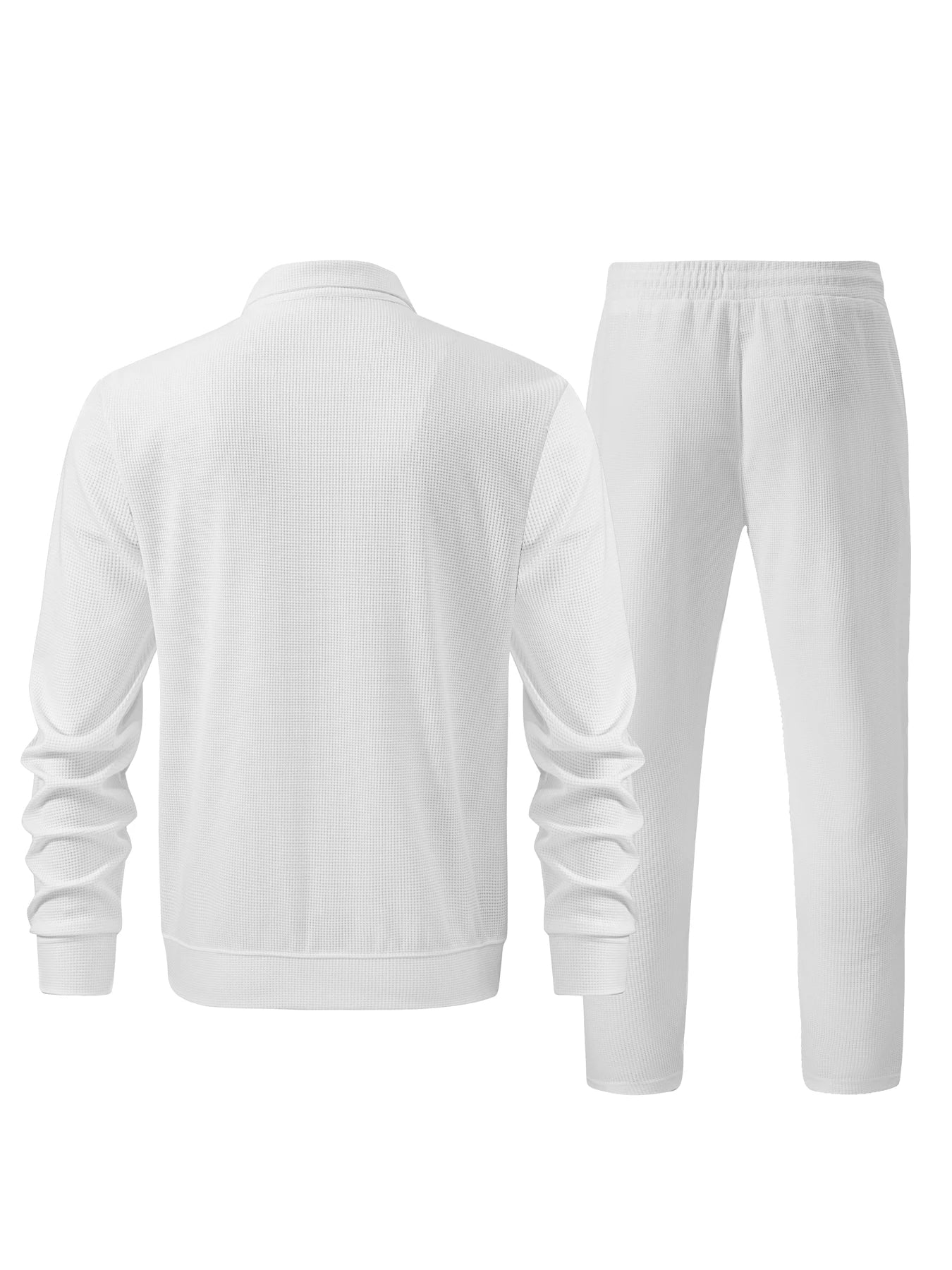 Men's Casual Solid Color Zipper Jacket and Pants Suit - Breathable Polyester Fiber for Spring/Autumn