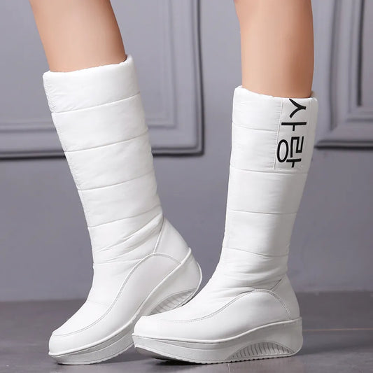 New Fashion Women Winter Mid-Calf Boots Waterproof Snow Boots For Woman Designer Ladies Platform Shoes Big Size Black White Red