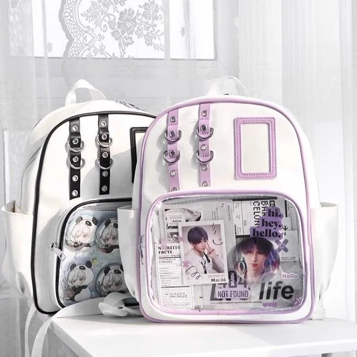 Y2K Cute Mini Backpack Women Kawaii Ita Bag Sweet Girl Transparent Rucksack DIY Personality Display Knapsack Lolita Shoulder Bag