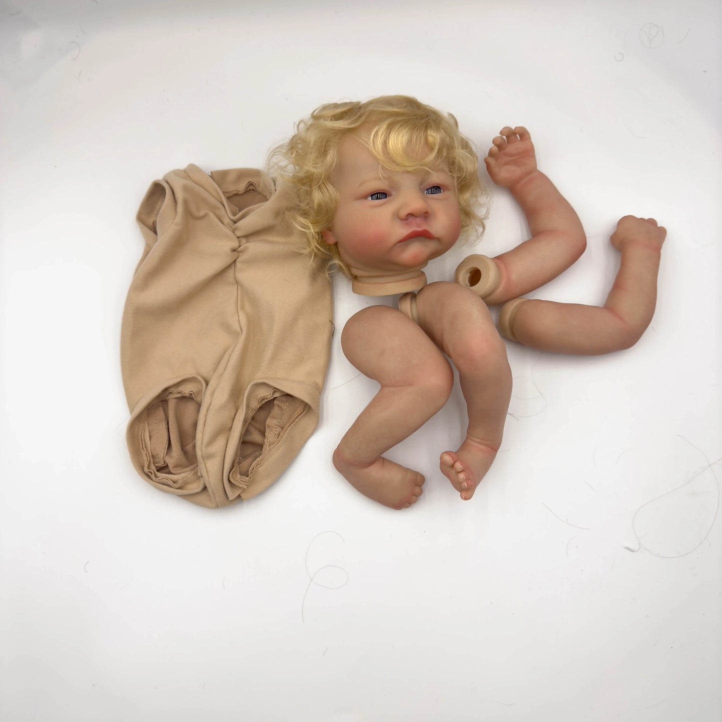 NPK19inch Levi  Awake Already Painted Reborn Doll Parts Lifelike Baby 3D Painting with Visible Veins  Cloth Body Included