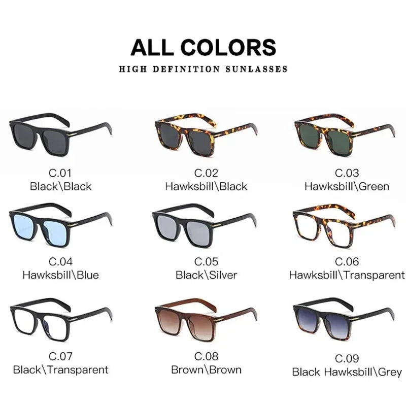 Vintage Square Sunglasses Men Anti-Blue Light Glasses Fashion Gradient Driving Shades Leopard Black Brand Oculos