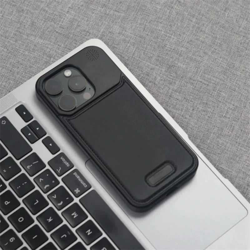 Aluminum Alloy Leather Magnetic Phone Case For iPhone 17 Air 16 15 14 Pro Max Wireless Charging Metal Frameless Shockproof Cover