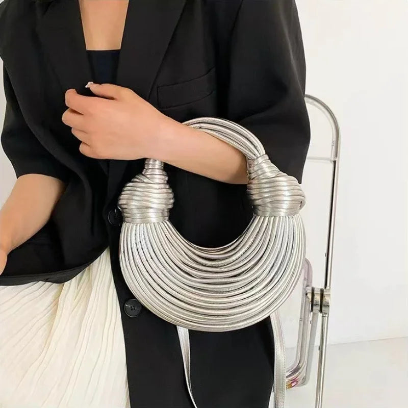 Handbags for Women in Gold Luxury Designer Brand Handwoven Noodle Bags