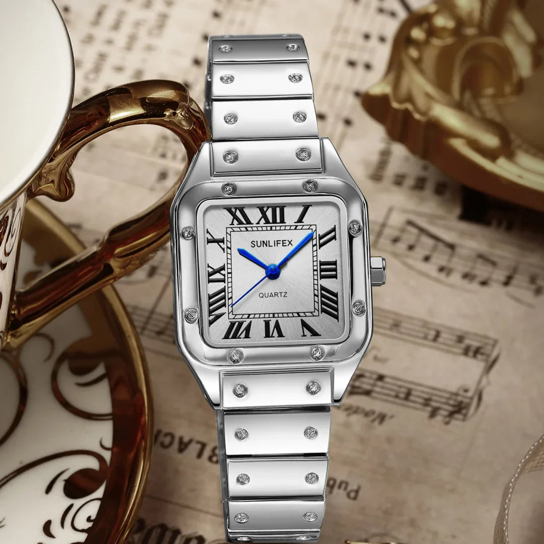 Square Women Watches Ladies Quartz Watch Female Wristwatch Stainless Steel Bamboo Strap Casual Lady Clock Watch Relogio Feminino