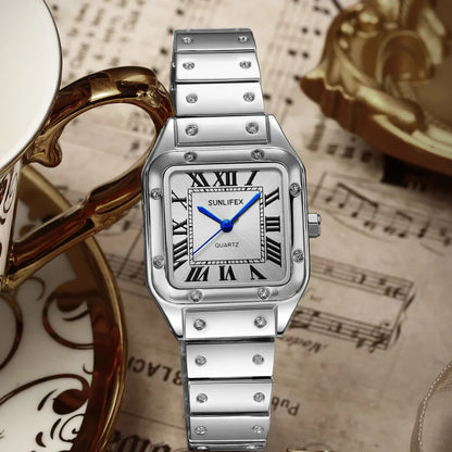 Square Women Watches Ladies Quartz Watch Female Wristwatch Stainless Steel Bamboo Strap Casual Lady Clock Watch Relogio Feminino